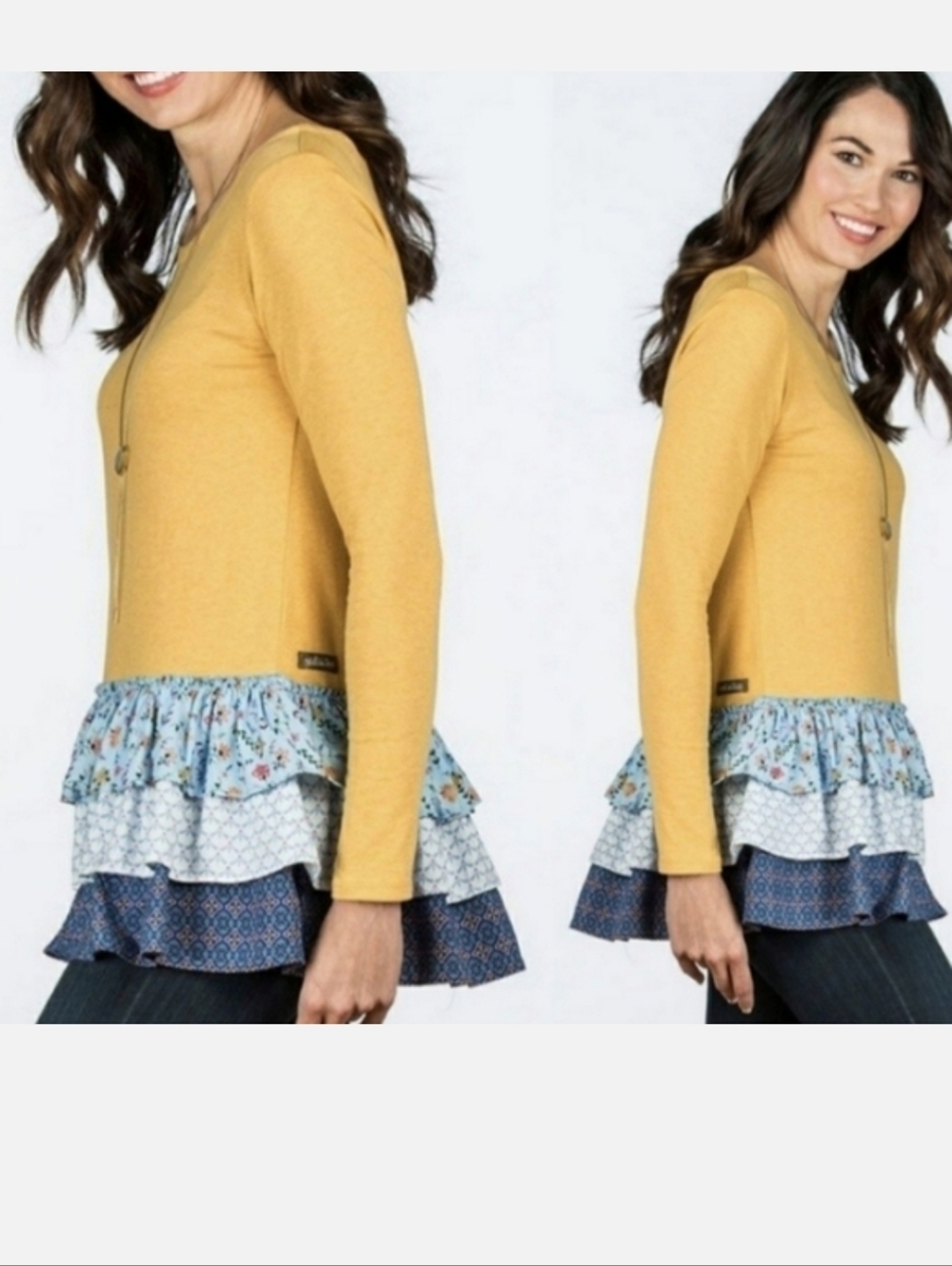 Matilda Jane  Layered Ruffle Top with Blue Ruffles- Medium - Picture 2 of 5